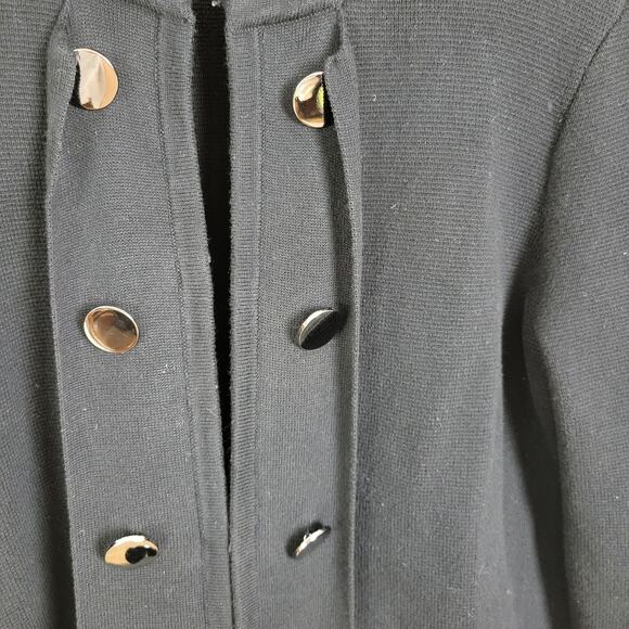 Chicos Womens Jacket Size 2 Black Large Silver Button Down Double Breasted - Picture 4 of 5